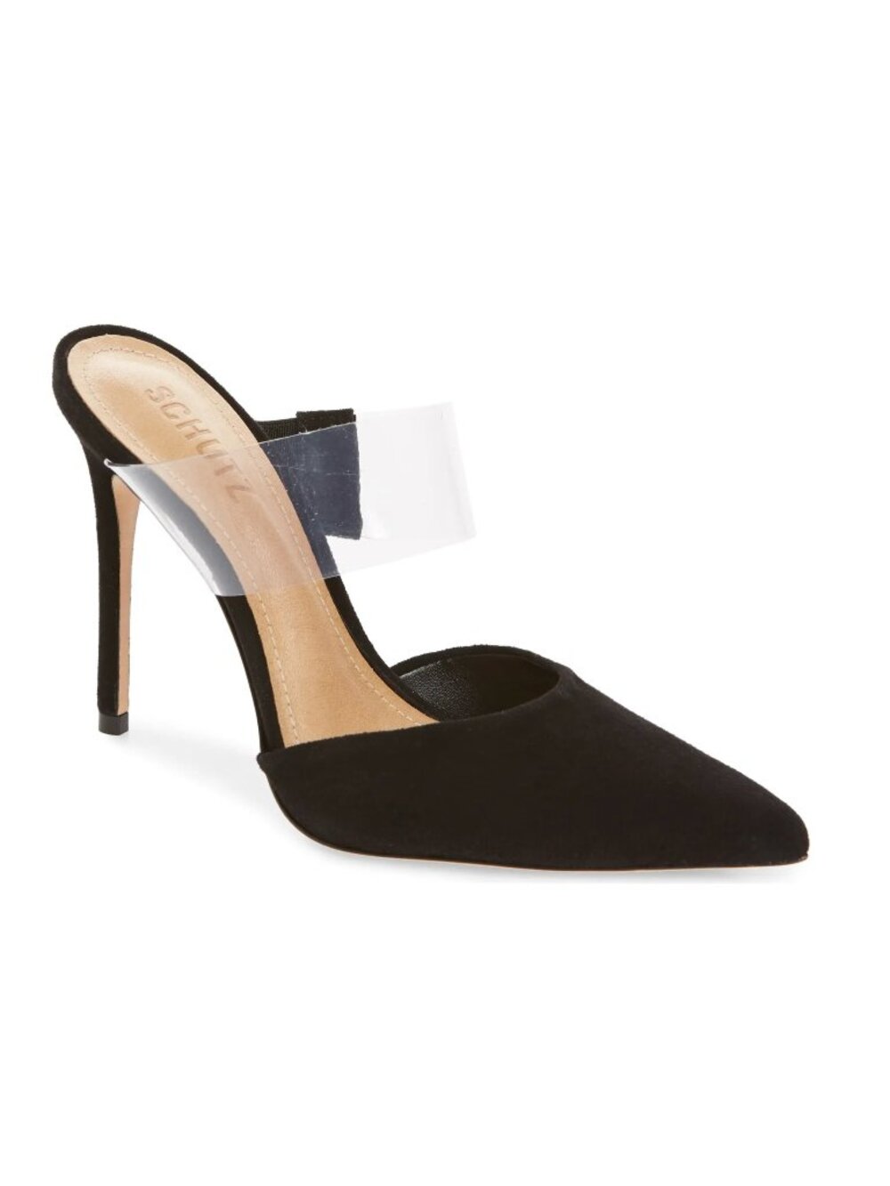 Schutz Sionne Clear Strap Pointed Toe Mule